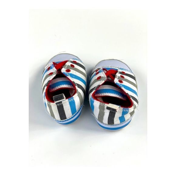 Quicksilver Infant Soft Sole Sneakers Shoes Sz 6-12M Stripes Blue White Grey - Picture 5 of 9